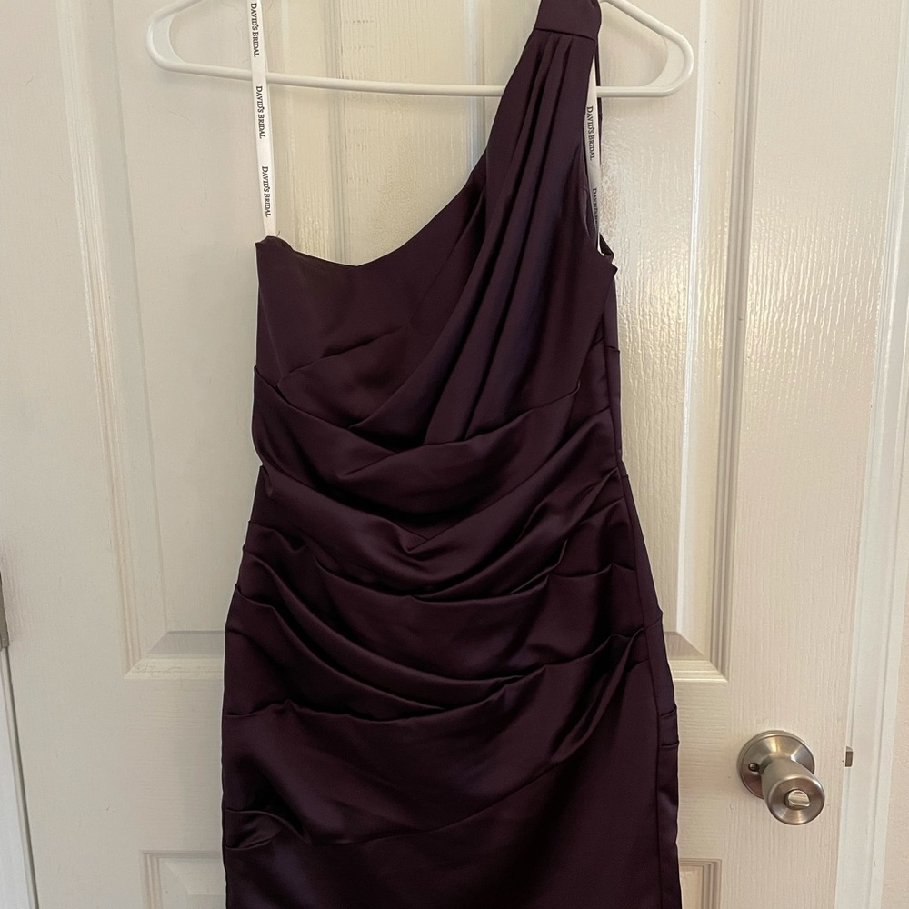 Plum Knee Length Bridesmaid Dress